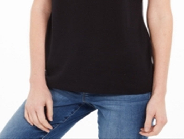 Camiseta feminina Karen Scott Hummingbird de algodão, preta, tamanho XX-G