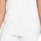 Camiseta feminina Karen Scott de algodão com gola recortada, branca, tamanho XX-G