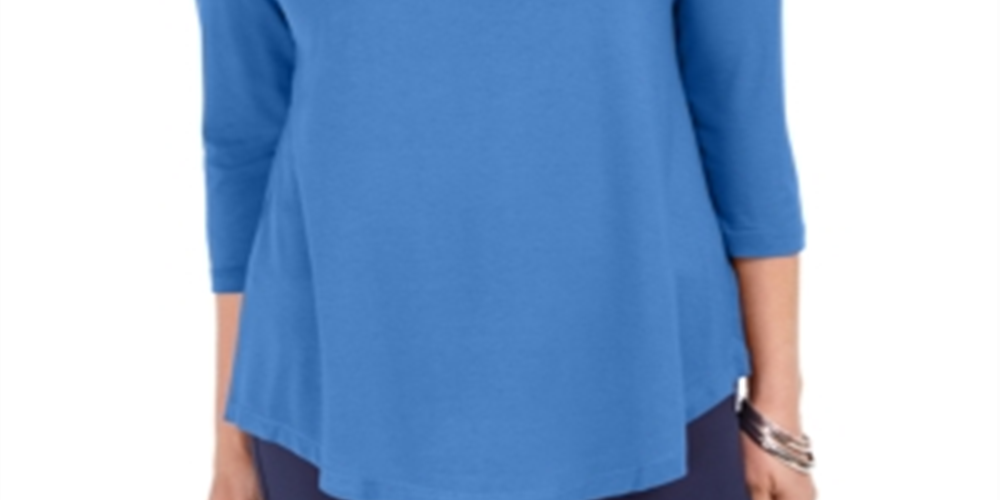JM Collection Blusa feminina com ombros descobertos, azul, tamanho X-S