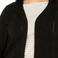 Cardigan feminino de malha Chevron com frente aberta Charter Club, preto, tamanho 3X