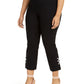 Calça Capri Feminina Plus Size com Barra Embelezada JM Collection Preta Tamanho 22W