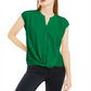 Blusa feminina INC International Concepts com bainha torcida e botões frontais, manga curta, verde, tamanho pequeno