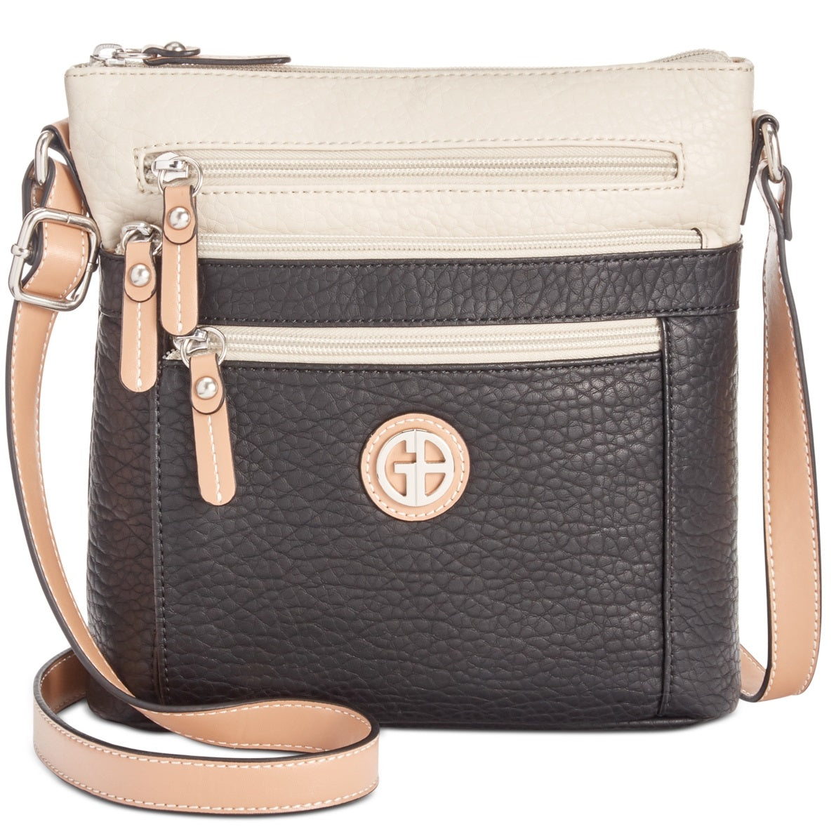 Bolsa tiracolo feminina Giani Bernini Colorblock Pebble, preta, tamanho regular