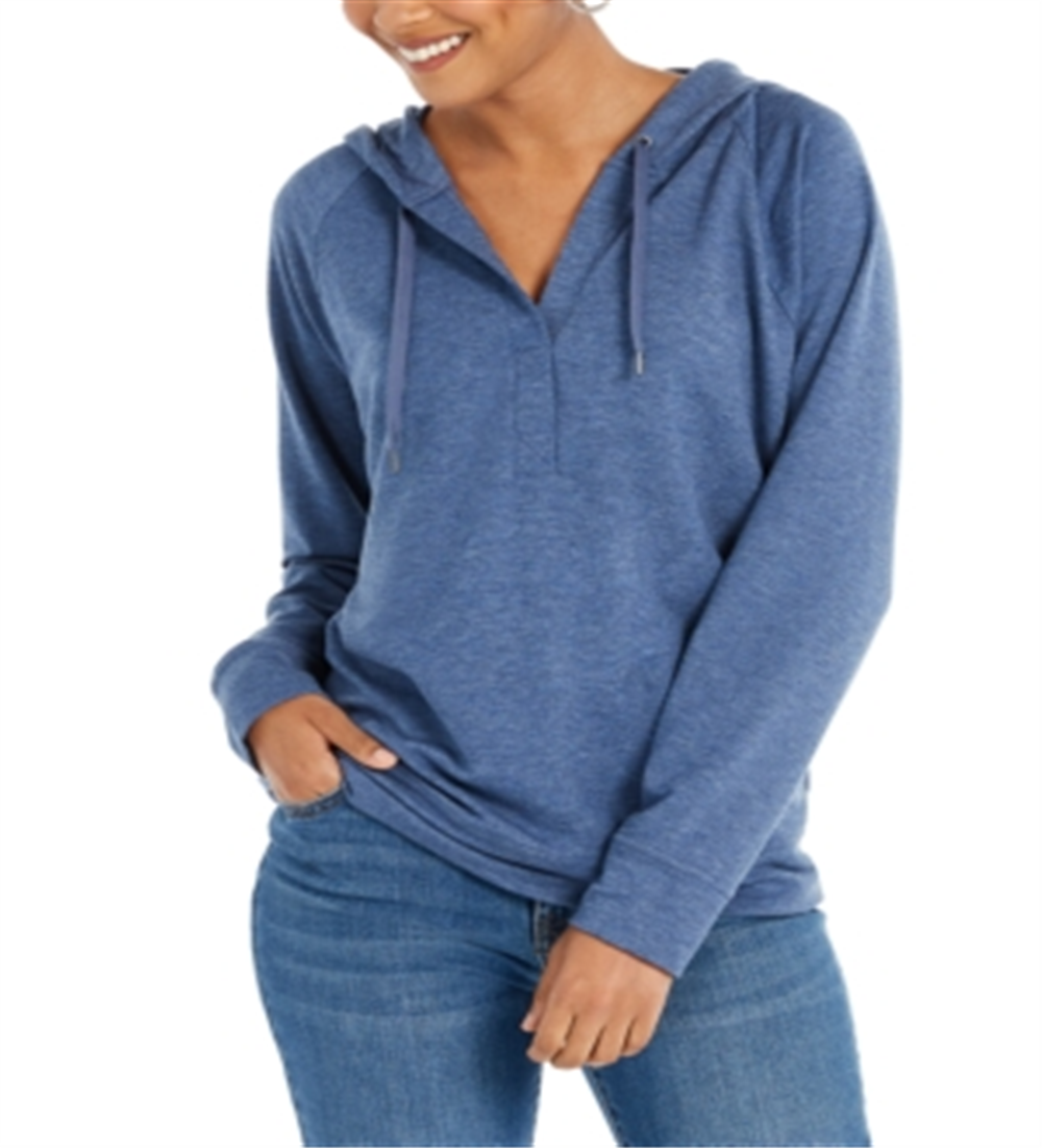 Moletom feminino de manga comprida Style &amp; Co, azul, tamanho grande