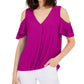 INC International Concepts Blusa feminina com sobrepeliz e ombros descobertos, roxa, tamanho grande