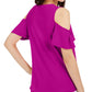 INC International Concepts Blusa feminina com sobrepeliz e ombros descobertos, roxa, tamanho grande