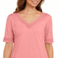 Blusa feminina Karen Scott com acabamento em crochê e algodão, rosa, tamanho XX-G