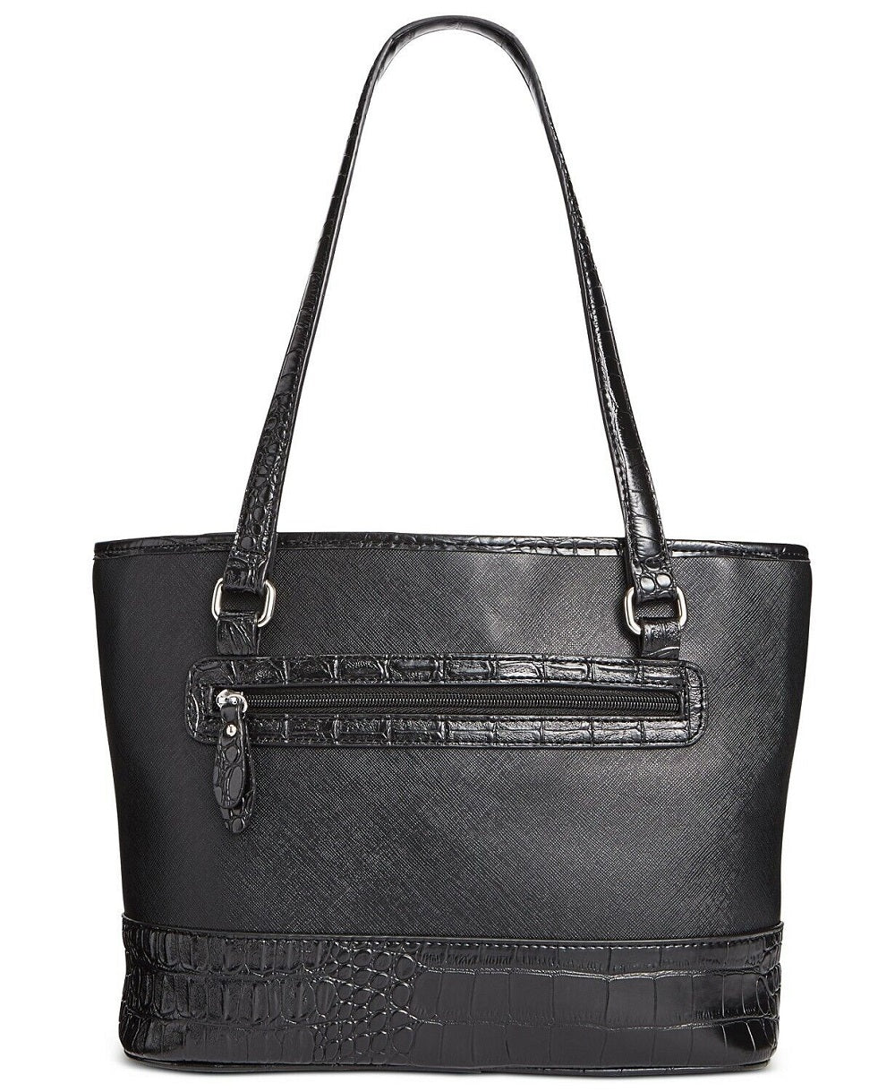 Bolsa tote feminina Giani Bernini Saffiano Croco preta tamanho regular