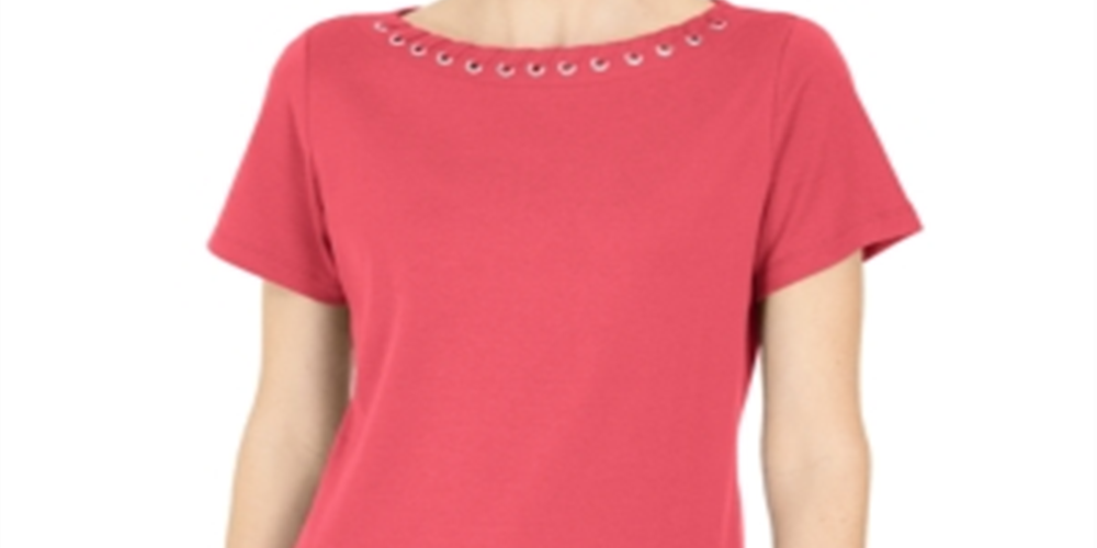 Karen Scott Top Feminino com Acabamento em Ilhós Rosa Tamanho Médio