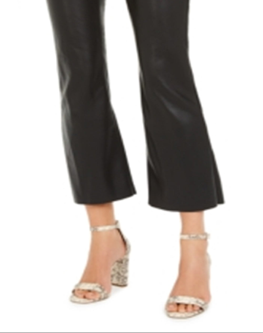 Calça culotte feminina de couro sintético INC International Concepts, preta, tamanho 2