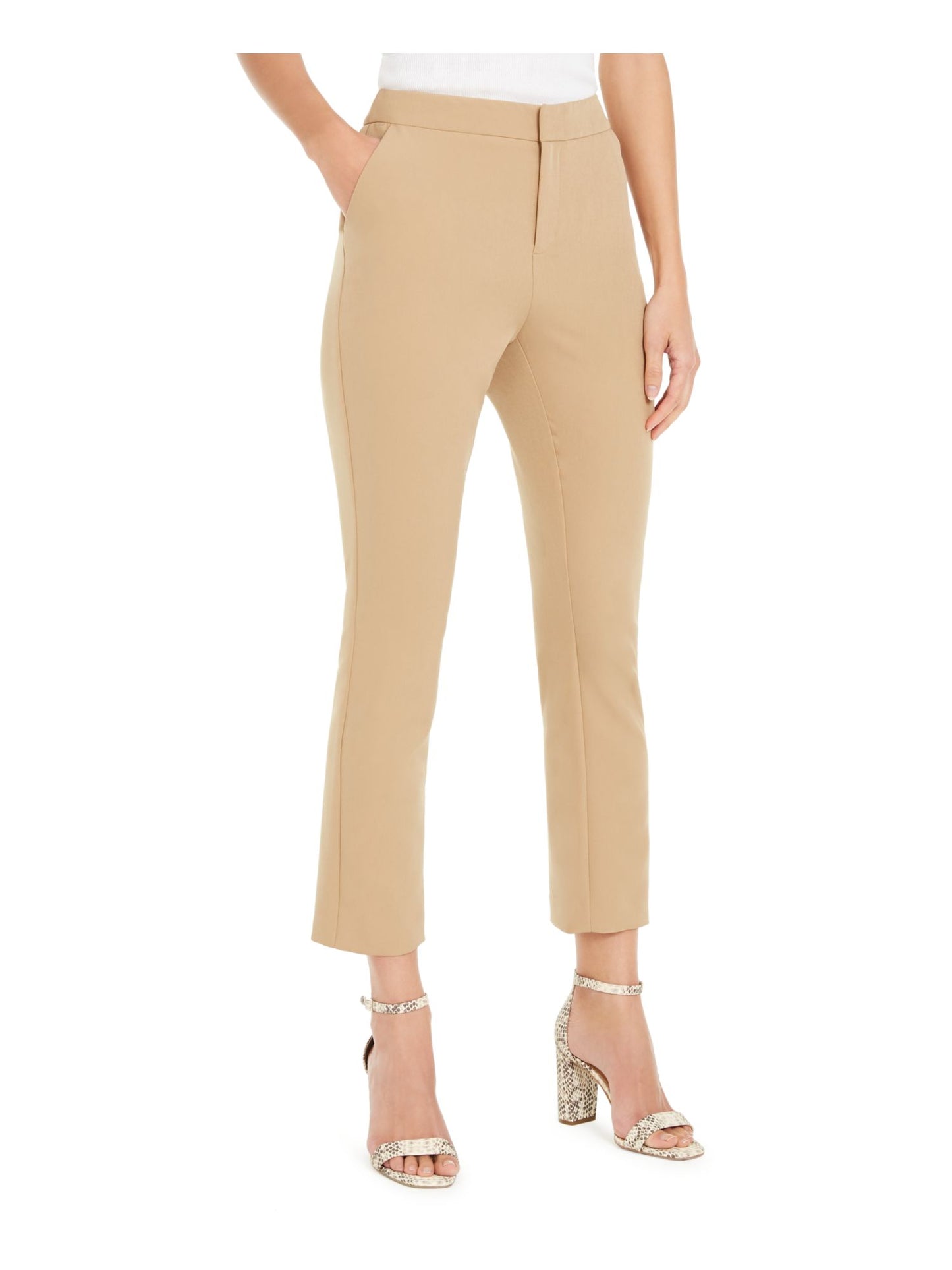 Calça skinny feminina com zíper INC International Concepts, marrom, tamanho 4