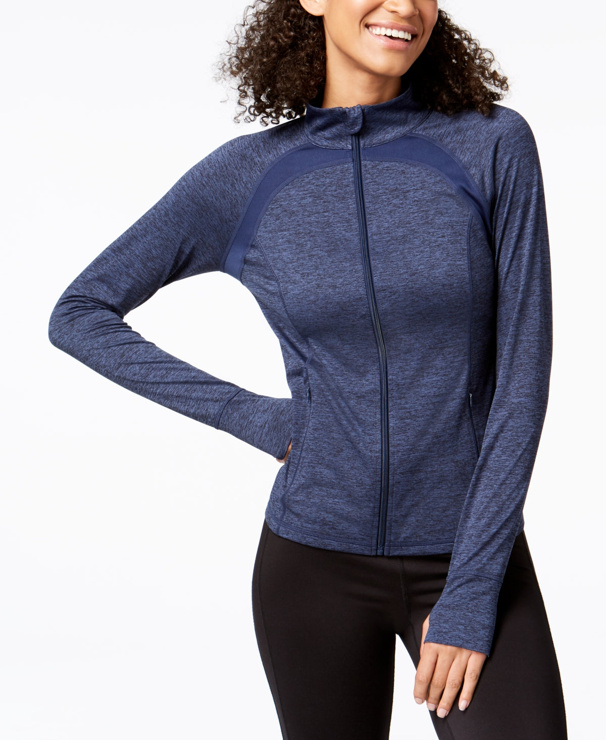 Jaqueta ID Ideology Essentials Performance com zíper feminina, azul, tamanho X-S