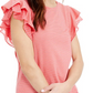 Blusa de malha feminina com listras e mangas curtas Maison Jules - Vermelho, tamanho P