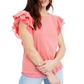 Blusa de malha feminina com listras e mangas curtas Maison Jules - Vermelho, tamanho P