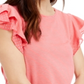 Blusa de malha feminina com listras e mangas curtas Maison Jules - Vermelho, tamanho P