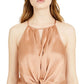 Blusa feminina sem mangas com decote redondo e manga comprida INC International Concepts, marrom, tamanho médio