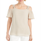 JM Collection Blusa feminina ombro a ombro marrom tamanho X-G