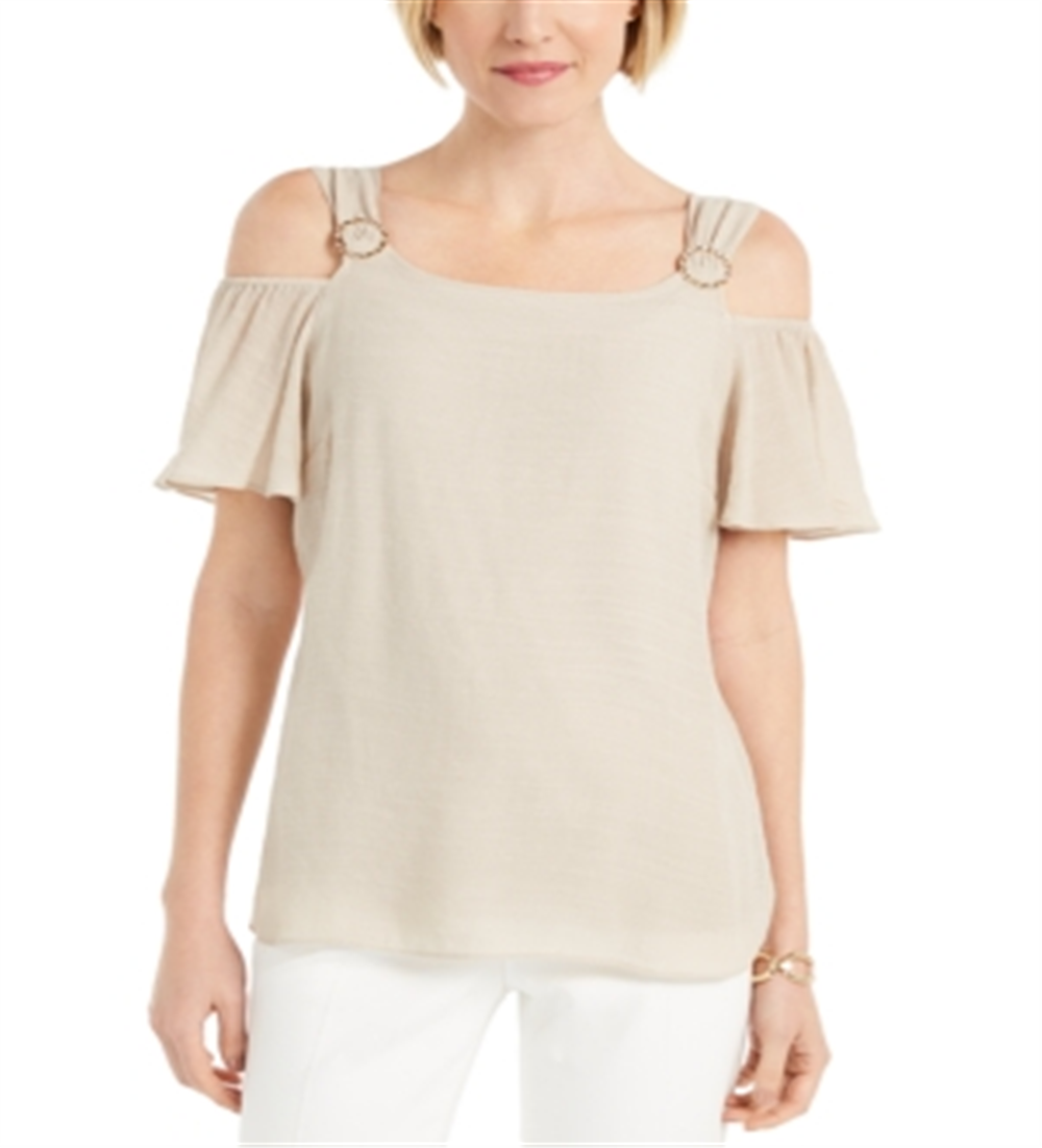 JM Collection Blusa feminina ombro a ombro marrom tamanho X-G