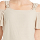 JM Collection Blusa feminina ombro a ombro marrom tamanho X-G