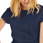 Camiseta feminina de malha com gola redonda da INC International Concepts, azul, tamanho pequeno