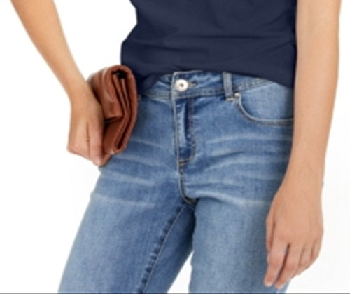 Camiseta feminina de malha com gola redonda da INC International Concepts, azul, tamanho pequeno