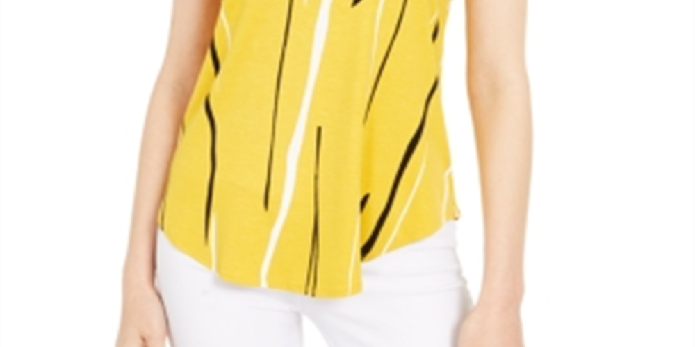 Camiseta feminina estampada Alfani amarela - tamanho grande