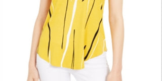 Camiseta feminina estampada Alfani amarela - tamanho grande