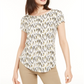 Camiseta feminina estampada Alfani preta tamanho XX-G