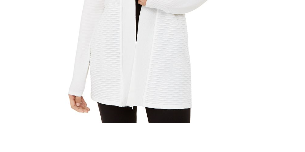 Cardigan texturizado aberto frontal feminino Alfani, branco, tamanho XS