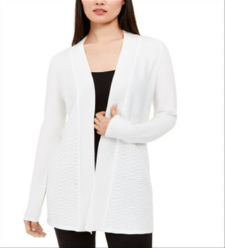 Cardigan texturizado aberto frontal feminino Alfani, branco, tamanho XS