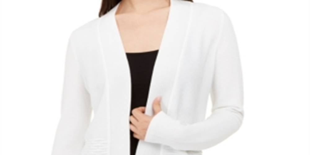Cardigan texturizado aberto frontal feminino Alfani, branco, tamanho XS