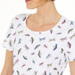 Blusa feminina Karen Scott com estampa de libélula, branca, tamanho XX-G