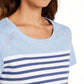 Karen Scott Tara Colorblocked Listras Rebite Top Feminino Azul Tamanho X-S