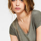Blusa feminina Bar III com decote em V e malha mista, tamanho X-S
