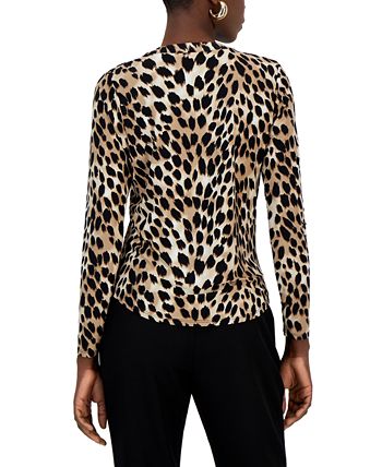 Blusa feminina com estampa e bolso com zíper da INC International Concepts, preta, tamanho extragrande