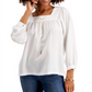 Top feminino com decote quadrado estilo &amp; co, branco, tamanho grande