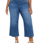 Calça jeans feminina estilo &amp; co, perna larga, azul, tamanho pequeno pequeno