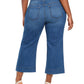 Calça jeans feminina estilo &amp; co, perna larga, azul, tamanho pequeno pequeno