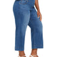 Calça jeans feminina estilo &amp; co, perna larga, azul, tamanho pequeno pequeno