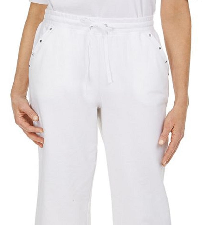 Calça Capri Karen Scott Feminina com Tachas Branca Tamanho Pequeno Médio