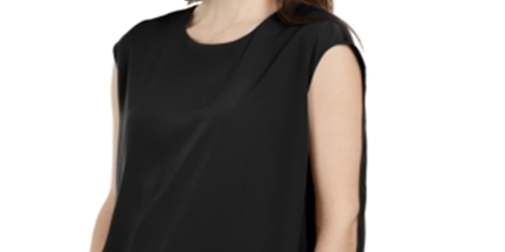 Top Alfani Feminino com Costas Invertidas e Pétalas, Preto, Tamanho Médio