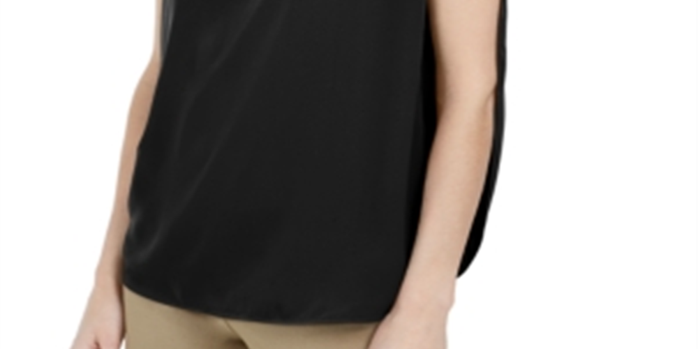 Top Alfani Feminino com Costas Invertidas e Pétalas, Preto, Tamanho Médio