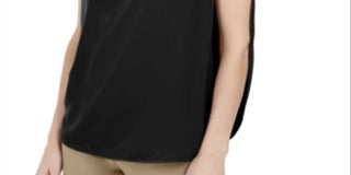 Top Alfani Feminino com Costas Invertidas e Pétalas, Preto, Tamanho Médio