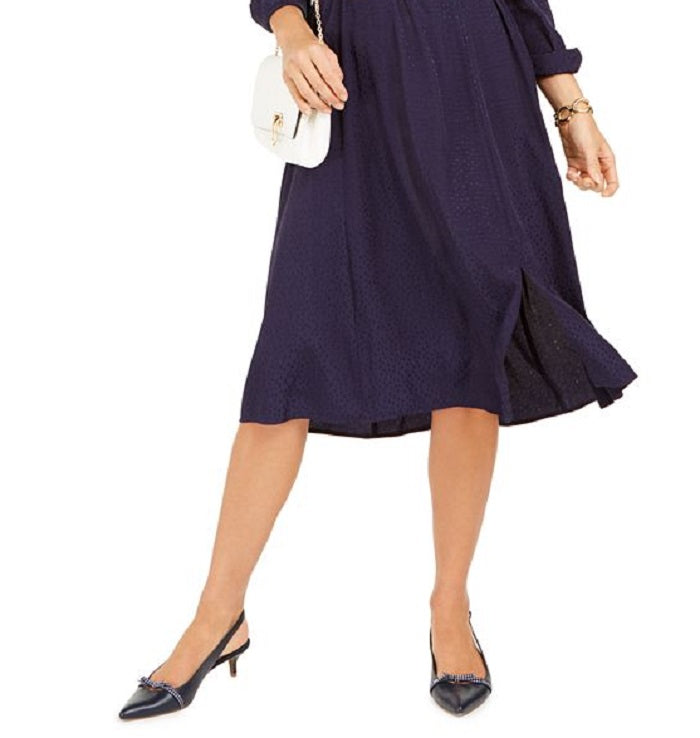 Vestido-camisa feminino Charter Club com bolinhas e jacquard, azul, tamanho pequeno GG