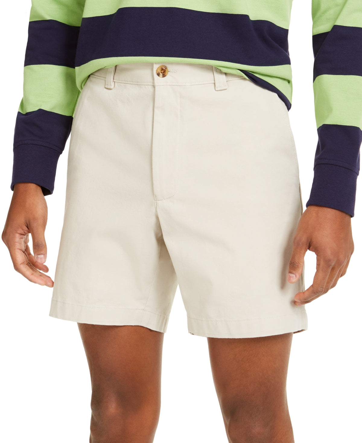 Shorts Club Room Masculino Regular Fit 7 4 Way Stretch Bege Tamanho 33