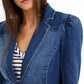 Blazer feminino com manga bufante da INC International Concepts, azul, tamanho médio