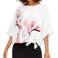 Blusa feminina Alfani com estampa e amarração lateral, rosa, tamanho médio