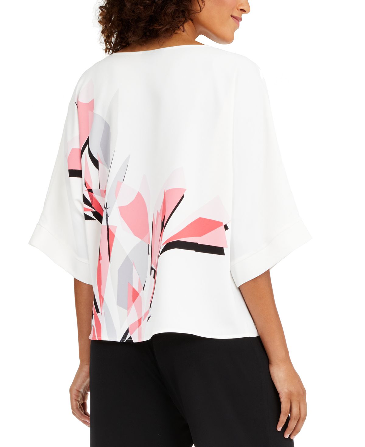 Blusa feminina Alfani com estampa e amarração lateral, rosa, tamanho médio