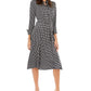 Vestido Alfani Feminino Estampado com Cinto e Saia Flare Preto Tamanho 12