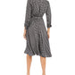 Vestido Alfani Feminino Estampado com Cinto e Saia Flare Preto Tamanho 12